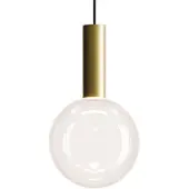 Zafferano Pendelleuchte in Kugelform aus mundgeblasenem Borosilikatglas, 8 W 2700 K dimmbare LED (TRIAC), gold-transparente Ausführung, Ø 18 cm