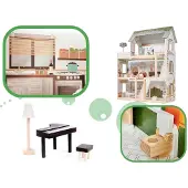Pricenet Aga Puppenhaus aus Holz LULILO FLORO boho LED