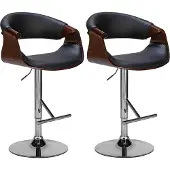 CLP 2er Set Barhocker Foley Kunstleder Walnuss/Schwarz