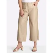 Sheego Lederimitat-Hose in beige | Gr.: 50