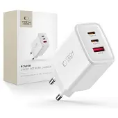 Tech-Protect NCA65W-GAN USB-A, 2xUSB-C Netzladegerät PD 65W / QC3.0 Weiss