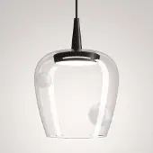 Zafferano Bilia LED-Pendelleuchte aus Borosilikatglas & Aluminium, 8W, 2700K, CRI 90, mundgeblasen, sandgestrahlt, Maße: Ø 18 cm, Höhe 324 cm.