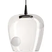 Zafferano Pendelleuchte Bilia 27 cm LED TRIAC 8 W 2700 K, mundgeblasenes Borosilikatglas, schwarz sandgestrahltes, hochwertiges Design
