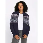 Sieh an! Strickjacke in marine-mauve-gemustert | Gr.: 38