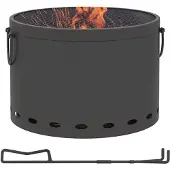 Outsunny Feuerstelle Ø38cm Rauchfrei Holzfeuerschale mit Schürhaken Funkenschutz
