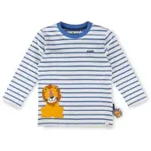 Sigikid Langarmshirt Tiger & Löwe in Weiß-Blau gestreift | Gr.: 128