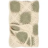 Ib Laursen Plaid gehäkelt mit Karomuster in creme | Gr.: onesize
