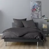 Lorena Mako-Satin Bettwäsche Verona Kissenbezug einzeln 80x80 cm | anthrazit