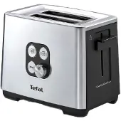 Tefal Equinox TT420D, 2 Scheibe(n), Schwarz, Edelstahl, Edelstahl, Tasten, Drehregler