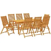 vidaXL 9-tlg. Garten-Essgruppe 180x90x75 cm Massivholz Akazie