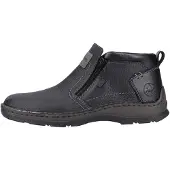 Rieker Herren Stiefelette aus Leder für kräftigere Füße & Reißverschluss 05357, Größe:44 EU, Farbe:Schwarz