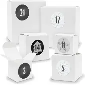 Itenga Adventskalender zum Füllen 24x Quader Würfel gemischt WEISS + Sticker (V01 Z18)