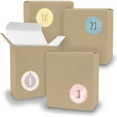 Itenga Adventskalender zum Füllen 24x Quader BRAUN + Sticker V08 Z17