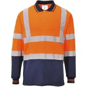 Portwest S279 Zweifarbiges Langarm Polo-Shirt Orange/Navy Gr. 4XL