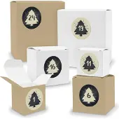 Itenga Adventskalender zum Füllen 24x Quader Würfel gemischt WEISS / BRAUN + Sticker (V