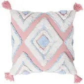 Homescapes DEKOKISSEN Tufted blau-rosa 45/45 cm Boho-Style mit Quasten