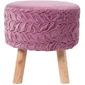 Homescapes SAMT-HOCKER Lyla, mauve plissiert, 40/40/41 cm