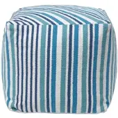 Homescapes SITZWÜRFEL blau gestreift, 40/40/40 cm