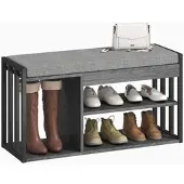 HOMCOM Schuhbank-86L x 30B x 45,4H cm-Grau | Gr.: onesize
