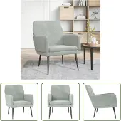 The Living Store Sessel Hellgrau 62x79x79 cm Samt