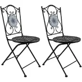 HTI Gartenstuhl 2er-Set Metall Schwarz Byzanz