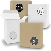 Itenga Adventskalender zum Füllen 24x Quader gemischt WEISS BRAUN + Sticker V09 Z04