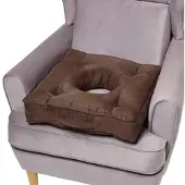 Homescapes SITZKISSEN mit Aussparung braun 50/50/10 cm – Entlastungskissen, Velours