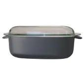 Ronneby Bruk Bräter "Maestro, mit Glasdeckel", schwarz, B:22cm H:16,5cm L:42cm, Töpfe, Bräter, keine künstliche Beschichtung, robuste Gusseisen-Qualität