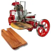 Berkel Volano Tribute Rot, Schwungradmaschine ‚Äì Wundersch√∂ne Aufschnittmaschine + Fassholzbrett Unikat