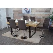 Mendler 6er-Set Esszimmerstuhl MCW-C41, Stuhl Küchenstuhl, höhenverstellbar drehbar, Stoff/Textil MVG braun