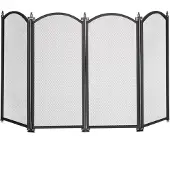 Relaxdays Funkenschutzgitter, 4 teiliges Gitter gegen Funkenflug, Kamin Funkenschutz, HxB: 54x97,5 cm, Metall, schwarz