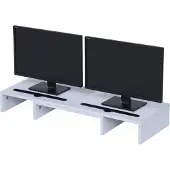 Merkloos Monitorständer 2 Bildschirme - verstellbar - 74-105 cm - weiß
