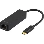 Deltaco USBC-GIGA, Verkabelt, USB Typ-C, Ethernet, 1000 Mbit/s, Schwarz