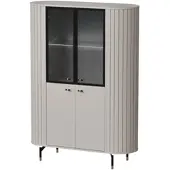 Idohome GLASVITRINE geriffelt aus MDF, Kaschmir mit LED-Beleuchtung