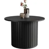 GrekPol Geriffelter runder Couchtisch SENTO II Wohnzimmertisch Schwarz