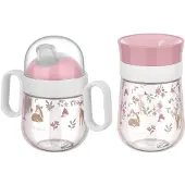Mepal Kinderbecher "Trinklernbecher Antitropf & 360 Grad Mio 200 & 300 ml 2er Set", bunt (fairy garden), B:2cm H:2cm, Silikon, Trinkgefäße, Kinderbecher, Spülmaschinenfest
