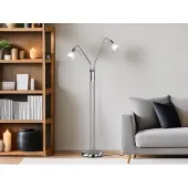 Meine Wunschleuchte LED Stehleuchte 2 flammig Flexarme Silber Glasschirme Alabaster weiß Standlampe