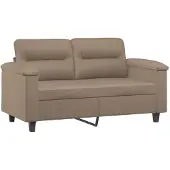 vidaXL 2-tlg. Sofagarnitur mit Kissen Cappuccino-Braun Kunstleder