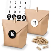 Itenga SET Adventskalender 24x Tüten + Klammern + Zahlensticker (Z33)