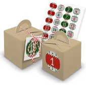 Itenga SET Adventskalender Würfelboxen braun + Garn + Anhänger (V28) + Motiv Z28