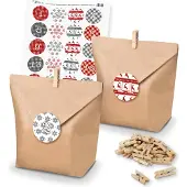 Itenga Basteladventskalender Set - Set 7 Weihnachten Sticker rot grau
