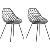 Beliani Esszimmerstuhl 2er Set Schwarz Kunststoff/Metall Modern Minimalismus Wohnzimmer Esszimmer Salon