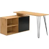 FineBuy Schreibtisch 130cm Regal Eckschreibtisch L Form Computertisch Stauraum Holzoptik