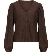 Object Damen Tops & T-Shirts Objlaila L/s V-neck Top Noos - Bruin - Größe S
