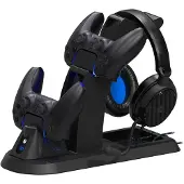 Stealth Ultimate Gaming Station mit Headset, Ladestation und Halter für Controller und Headset, PS5, Schwarz, Farbe:Schwarz