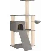 vidaXL Katzennbaum mit Sisal-Kratzsäulen Hellgrau 173 cm