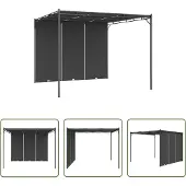 The Living Store Gartenpavillon mit Seitenvorhang 3x3x2,25 m Anthrazit