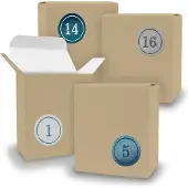 Itenga Adventskalender zum Füllen 24x Quader BRAUN + Sticker V08 Z01