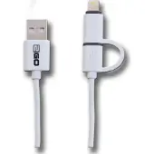 2GO 795637, 1 m, USB A, Micro-USB B/Lightning, Weiß