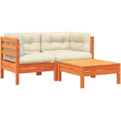 vidaXL Gartensofa mit Kissen und Hocker 2-Sitzer